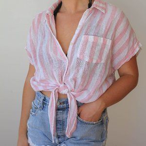 Front Knot & Pink Stripe Top